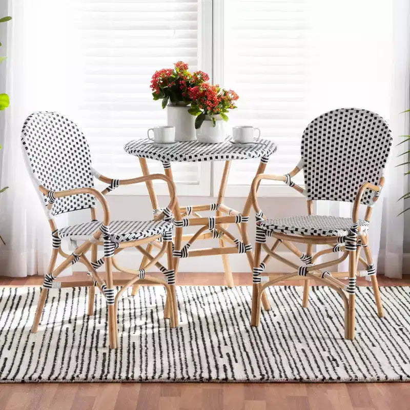 2pc Naila Rattan and Weaving Dining Chair Set Natural/Brown - bali & pari