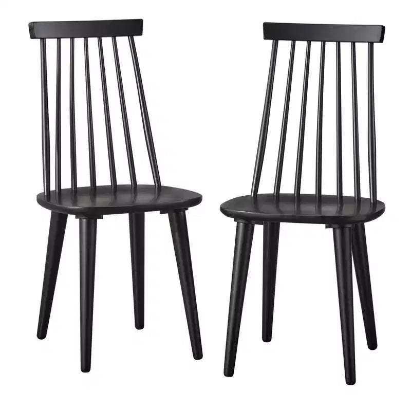 angelo:HOME Set of 2 Hermosa Modern Farmhouse Solid Wood Spindle Dining Chair Black