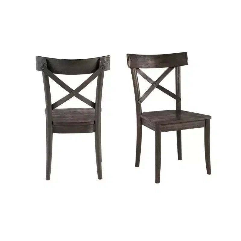 Calhoun Wooden Side Chair Set Dark Brown - Picket House Furnishings: X-Back, Rustic, 2-Piece