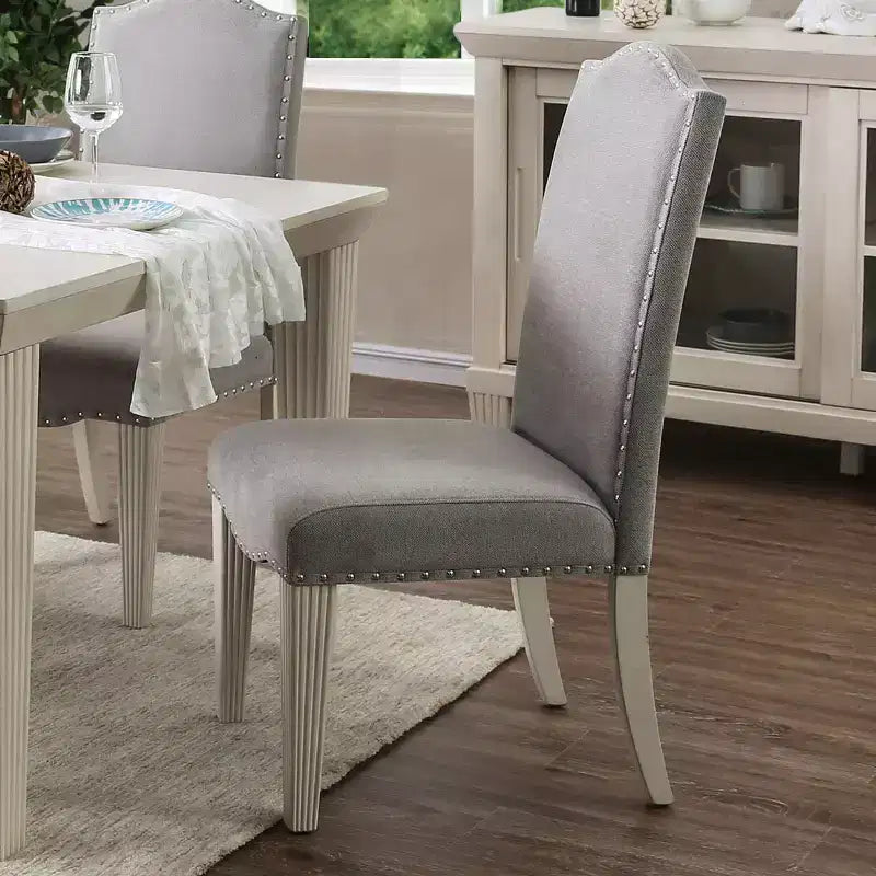 Set of 2 Ramond Transitional Side Chairs: Nailhead Trim, Cushioned, Wood Legs - HOMES: Inside + Out