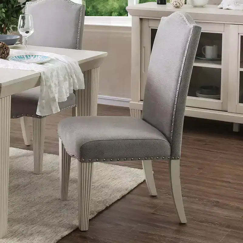 Set of 2 Ramond Transitional Side Chairs: Nailhead Trim, Cushioned, Wood Legs - HOMES: Inside + Out