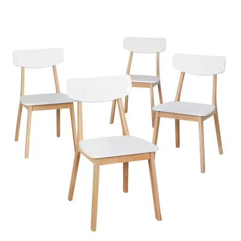 Buylateral Set of 4 Modern Dining Chairs White/Natural