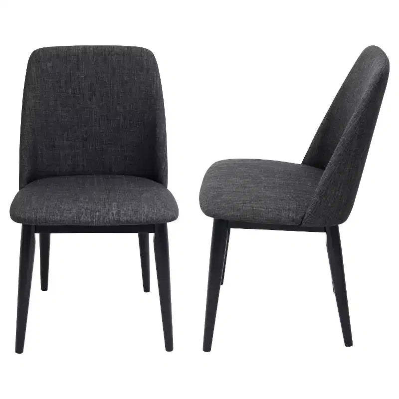 Set of 2 Tintori Mid Century Modern Dining Chair Black - LumiSource: Upholstered, Wood Legs, Comfort Style