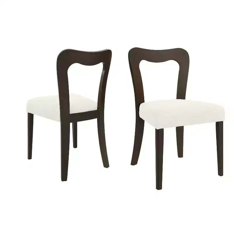 Christopher Knight Home Set of 2 Aaron Rubberwood Upholstered Dining Chairs with Curved Open Back Beige/Dark Brown