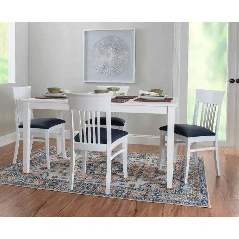 Set of 2 Jenny Slat Back Faux Leather Dining Chairs White - Linon