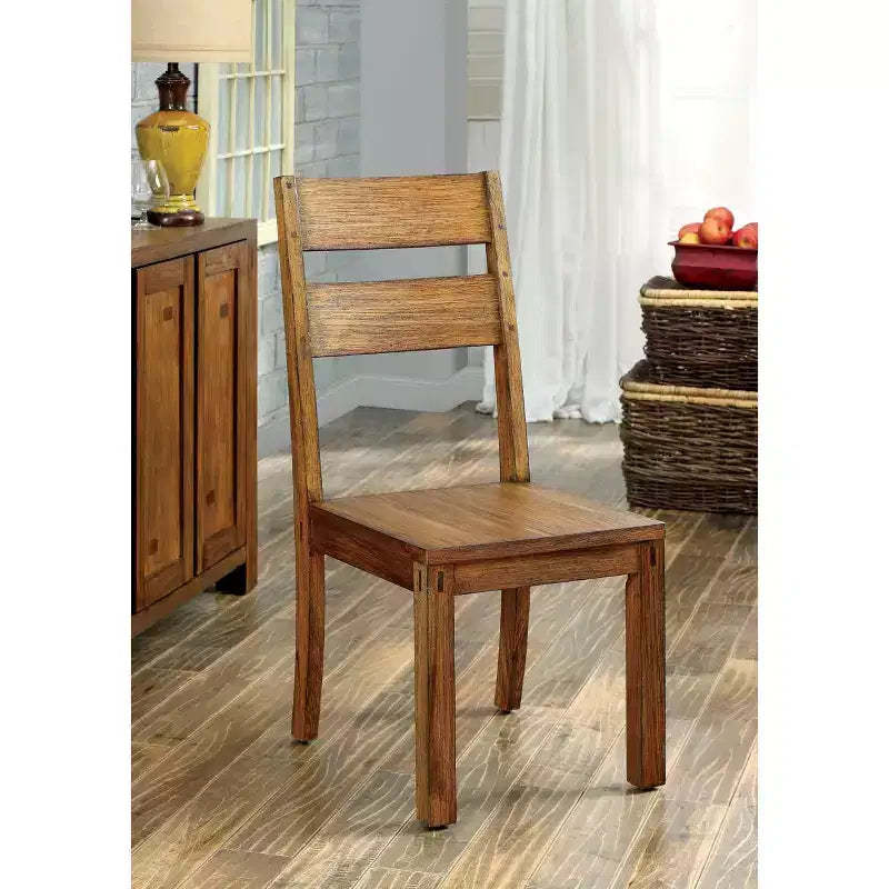 HOMES: Inside + Out Flintwood Panel Back Side Chair Dark Oak: Ladder-Back, Wood Frame, Set of 2