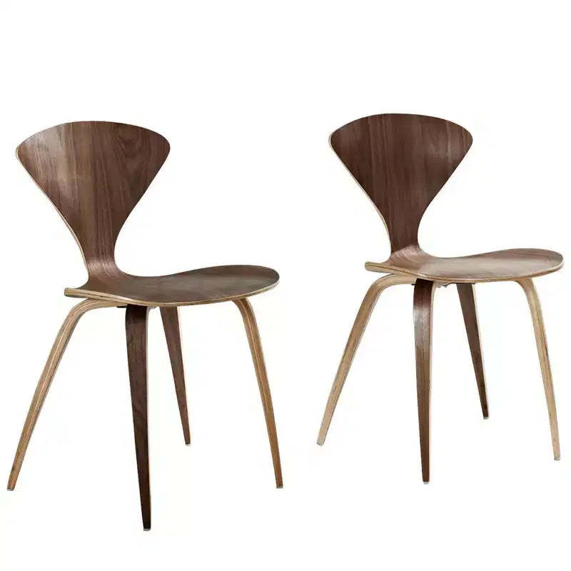 Modway Set of 2 Vortex Dining Chairs Dark Walnut : Upholstered, Wood Frame, 287lb Capacity