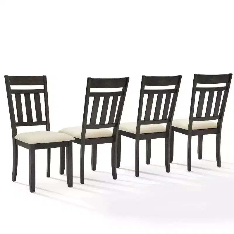 Crosley Hayden 4pc Slat Back Dining Chair Set Slate/Creme: Upholstered Linen Seat, Rubberwood Frame, 250lbs Capacity