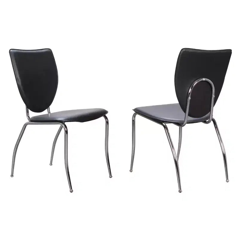Set of 2 Amice Metal Contoured Faux Leather Side Chairs Black - Linon: No Assembly, Commercial-Grade, Stackable