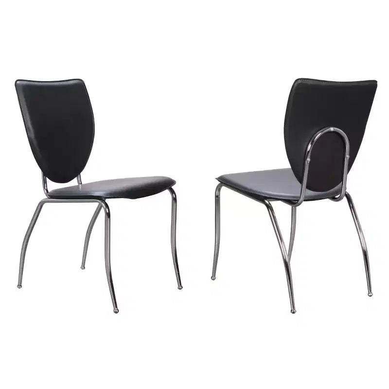Set of 2 Amice Metal Contoured Faux Leather Side Chairs Black - Linon: No Assembly, Commercial-Grade, Stackable