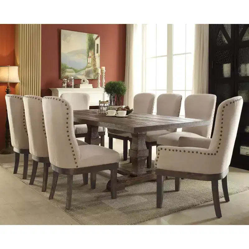 Set of 2 Landon Side Dining Chair Salvage Brown - Acme Furniture: Upholstered, Nailhead Trim, Wood Frame