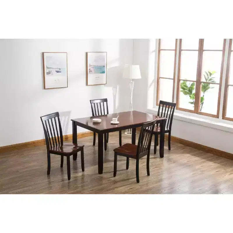 Bloomington Dining Chairs Black And Cherry (Set Of 2) - Boraam: Solid Rubberwood, Armless, 300 lb Capacity, Slat Back