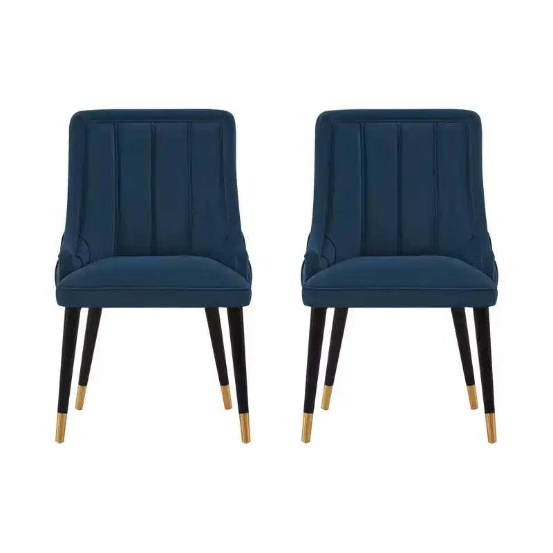 Set of 2 Eda Modern Velvet Upholstered Dining Chairs Midnight Blue - Manhattan Comfort