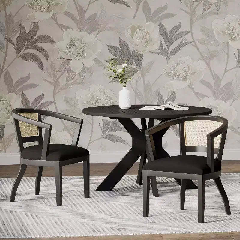 Christopher Knight Home Set of 2 Currant Velvet and Cane Upholstered Dining Chairs Natural Brown/Black