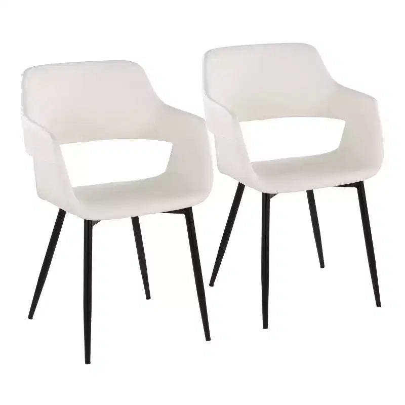 LumiSource Set of 2 Margarite Dining Chair Black PU Metal/White