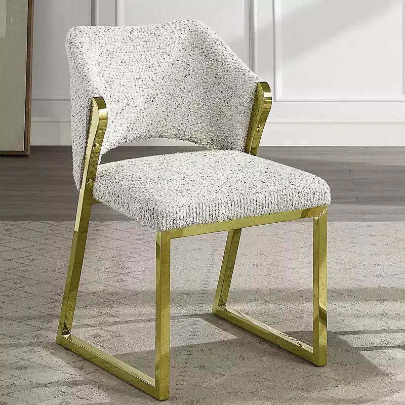 Acme Furniture Galdesa Dining Chair Teddy Faux Shearling/Gold Finish