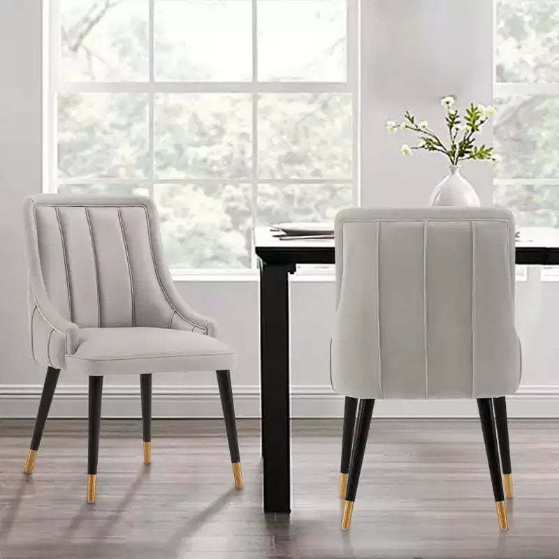Eda Modern Velvet and Leatherette Upholstered Dining Chair Gray - Manhattan Comfort