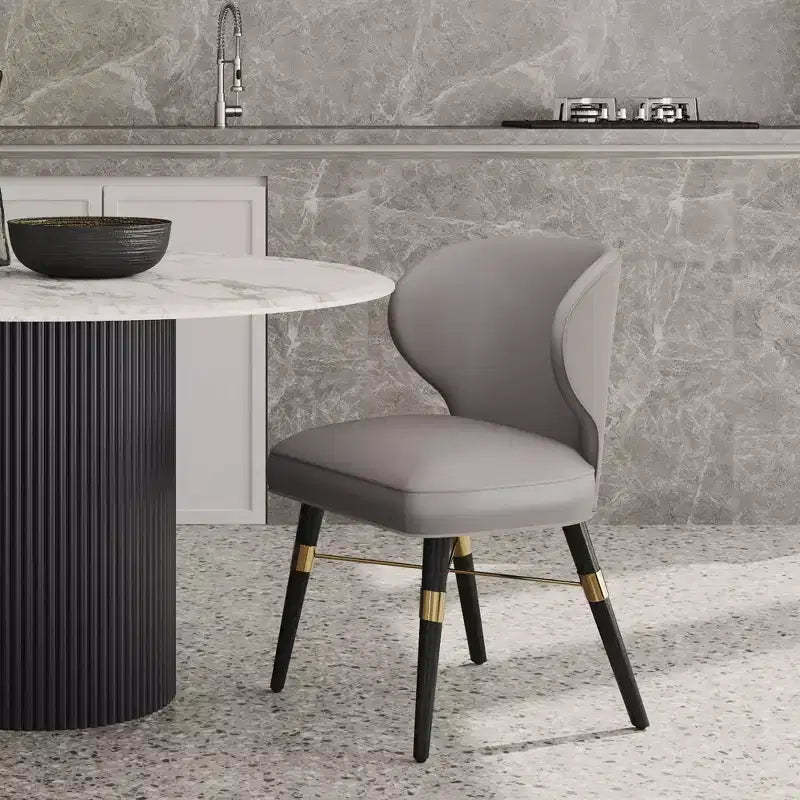 Strine Modern Velvet and Leatherette Upholstered Dining Chair Dark Taupe - Manhattan Comfort