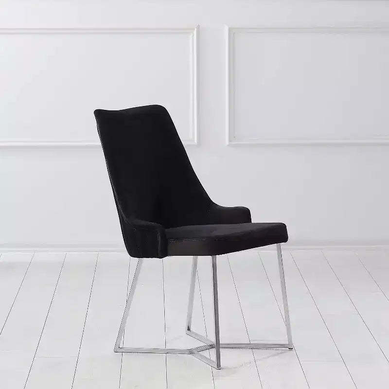 HOMES: Inside + Out Set of 2 Chander Glam Microfiber Upholstered Dining Chairs Black