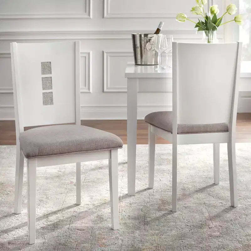 Lifestorey Set of 2 Diamond Contemporary Dining Chair White/Gray