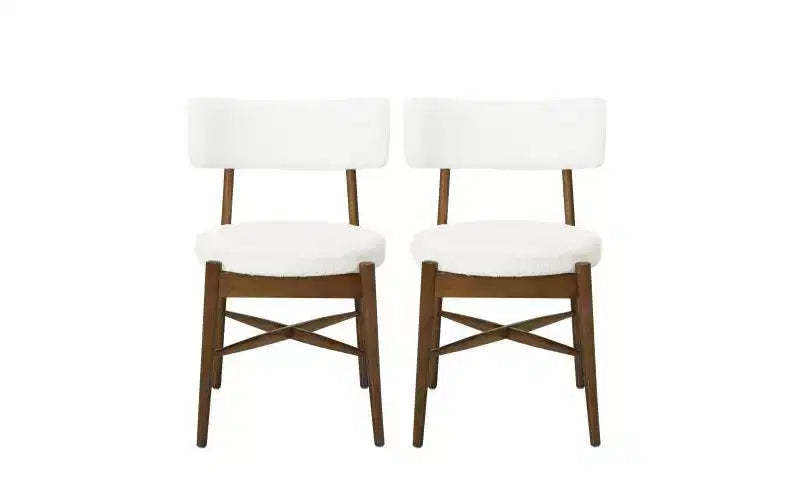 Christopher Knight Home Set of 2 Everly Modern Rubberwood Linen Blend Upholstered Dining Chairs Beige/Walnut