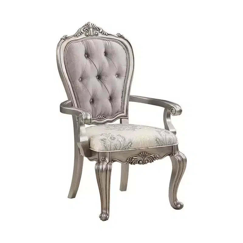 23.25" Ariadne Dining Chair Velvet & Antique Platinum Finish - Acme Furniture