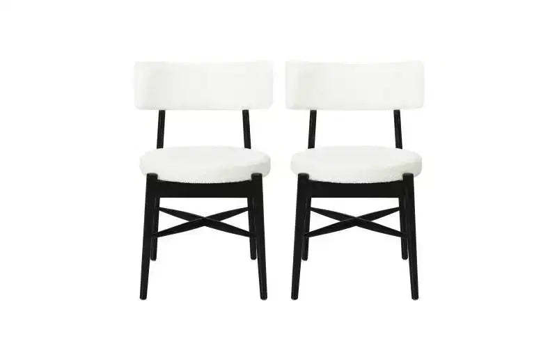 Christopher Knight Home Set of 2 Everly Modern Rubberwood Linen Blend Upholstered Dining Chairs Beige/Black