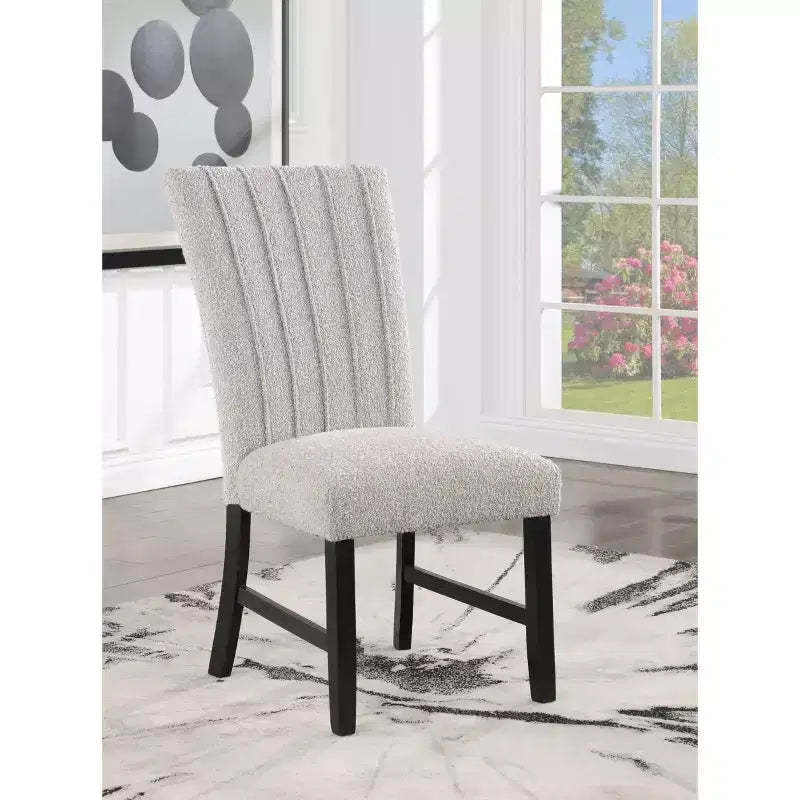 HOMES: Inside + Out Set of 2 Rosethorn Modern Boucle Upholstered Dining Chairs Gray