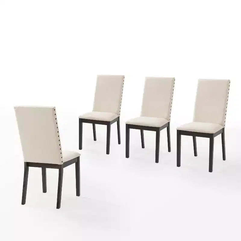 Crosley Hayden 4pc Upholstered Dining Chair Set Slate/Creme: Parsons Style, Nailhead Trim, Foam Cushioned