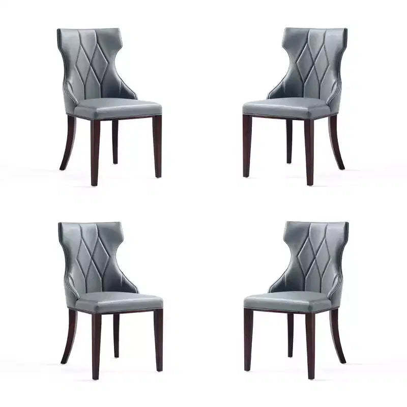 Set of 4 Reine Faux Leather Dining Chairs Pebble Gray - Manhattan Comfort: Modern, Wing-Back, Beechwood Legs