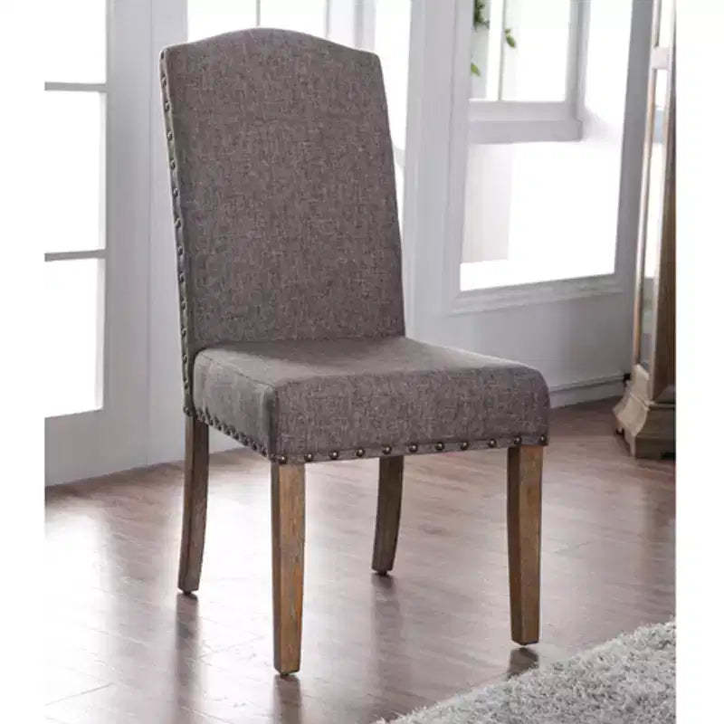 Set of 2 Silva Cushioned Wood Dining Chair Gray - HOMES: Inside + Out: Nailhead Trim, Polyester Upholstery