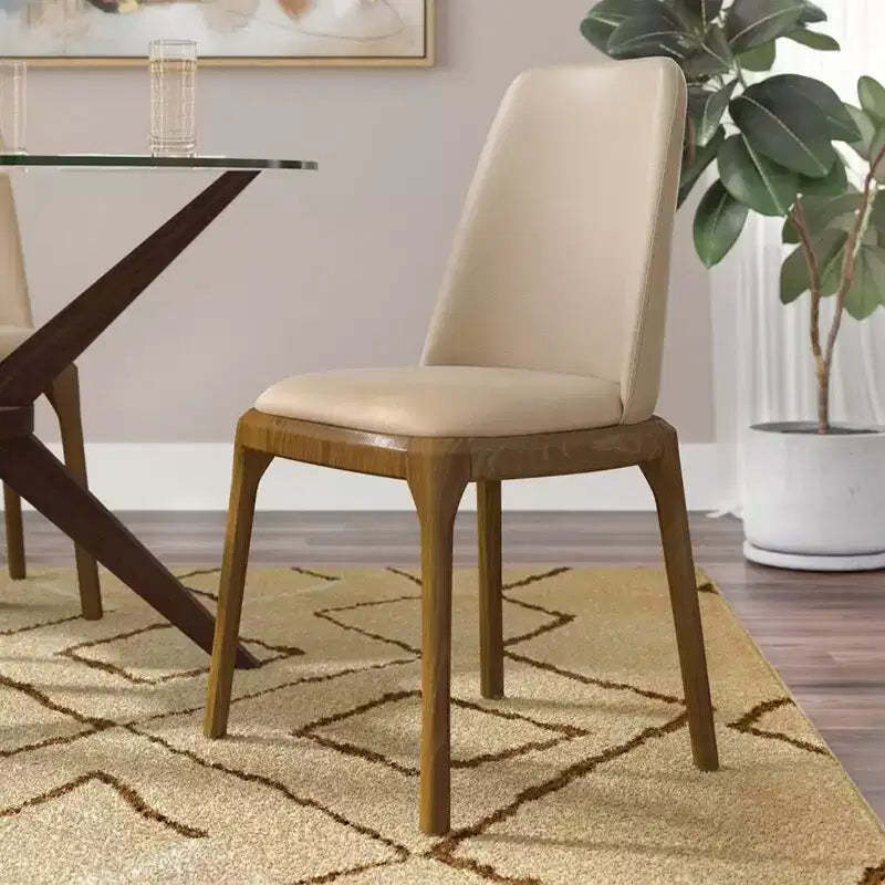 Set of 2 Courding Faux Leather Dining Chairs Tan - Manhattan Comfort: Upholstered, Ash Wood Legs, No Assembly Required