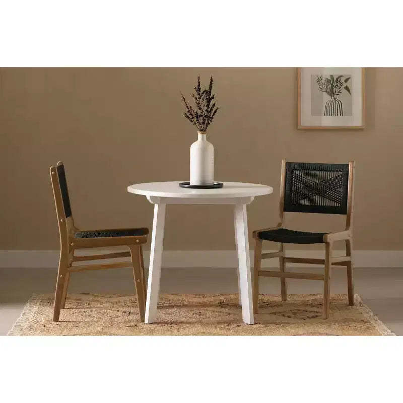 South Shore Set of 2 Balka Dining Chairs Black/Rattan