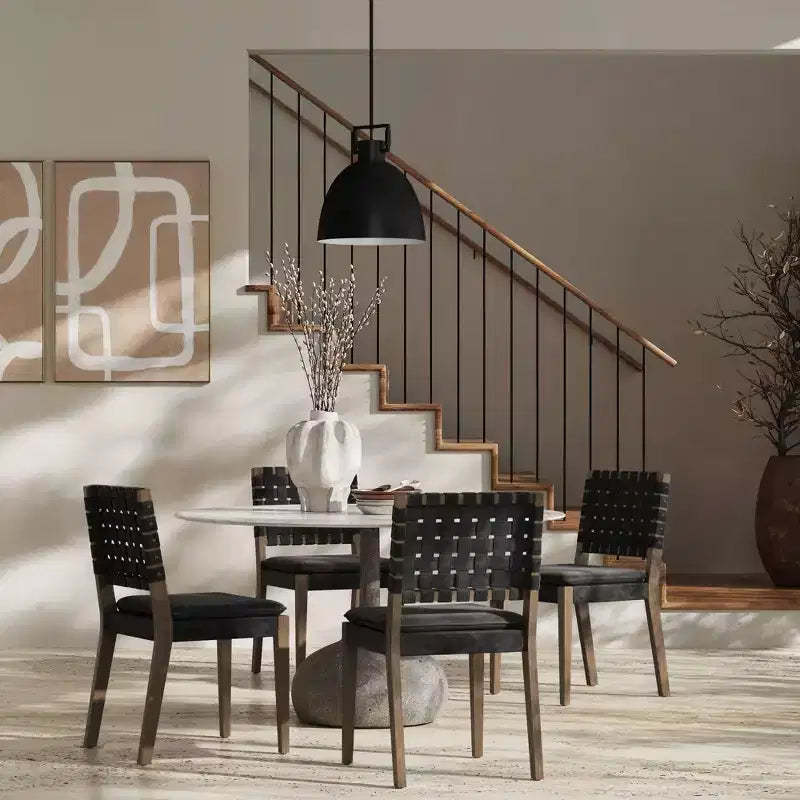 Nathan James Set of 4 Cohen Faux Leather Dining Chair Black