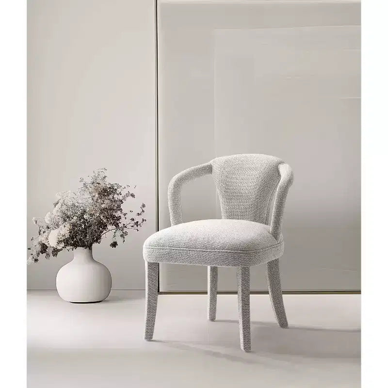 Manhattan Comfort Palmer Modern Tweed Upholstered Dining Armchair Silver Lining