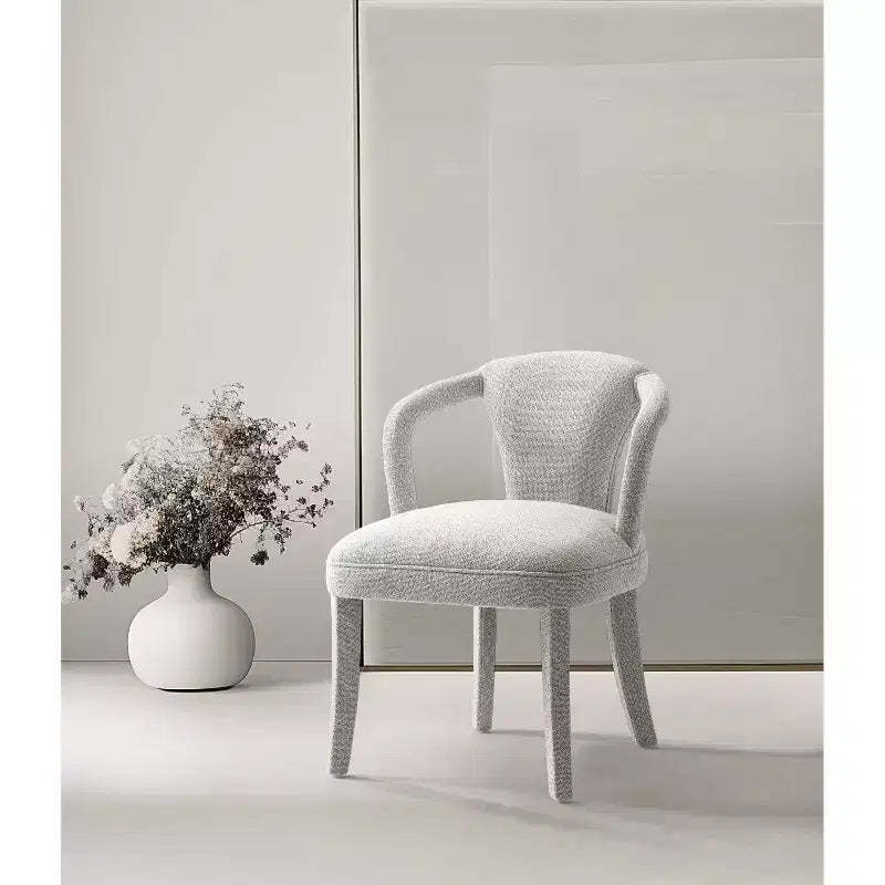 Manhattan Comfort Palmer Modern Tweed Upholstered Dining Armchair Silver Lining