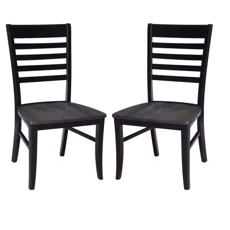 Set of 2 Cosmo Roma Ladderback Chairs Coal Black/Black - International Concepts