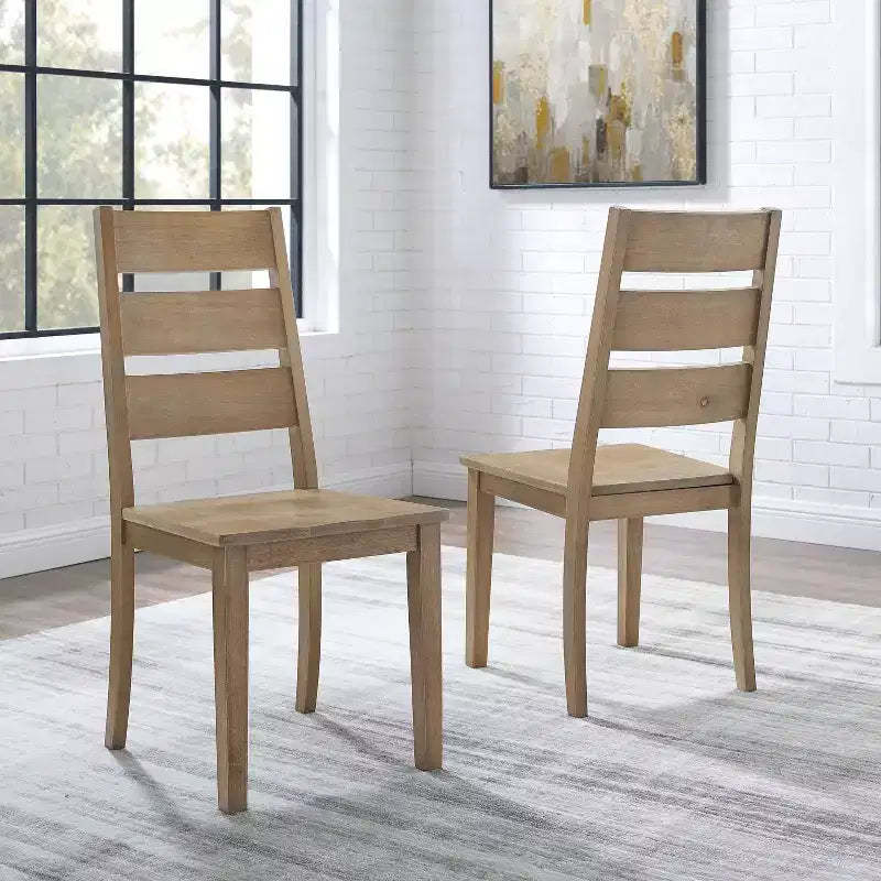 2pk Joanna Ladder Back Chairs Rustic Brown - Crosley