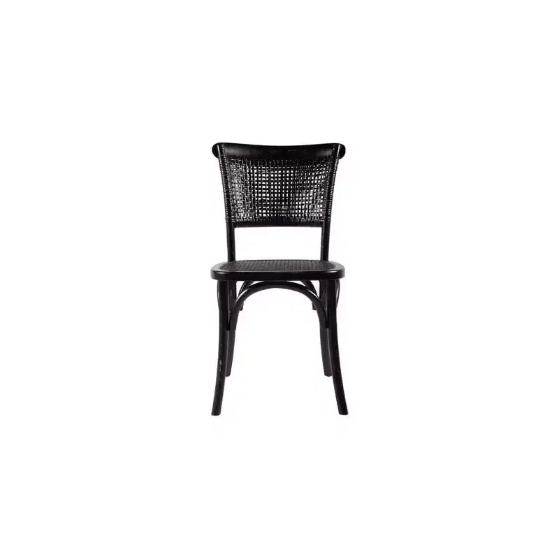 Set of 2 Ugashik Dining Chairs Antique Black - Alder Bay: Elm Wood, Rattan Back, No Assembly Required