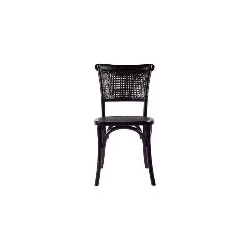 Set of 2 Ugashik Dining Chairs Antique Black - Alder Bay: Elm Wood, Rattan Back, No Assembly Required