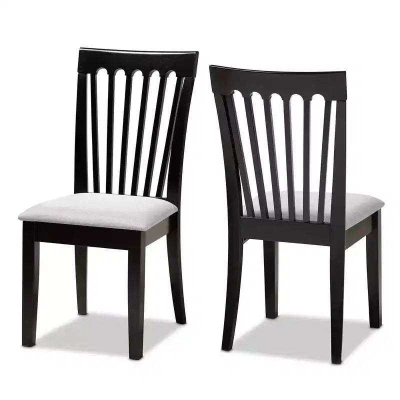 Set of 2 Minette Dining Chair Gray/Espresso - Baxton Studio: Solid Wood Frame, Foam-Padded, Modern Design