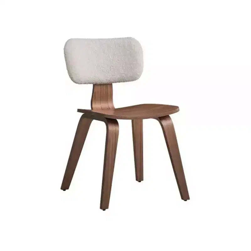 18.31" Casson Dining Chair White Boucle & Walnut: Midcentury Style, Curved Seat - Acme Furniture