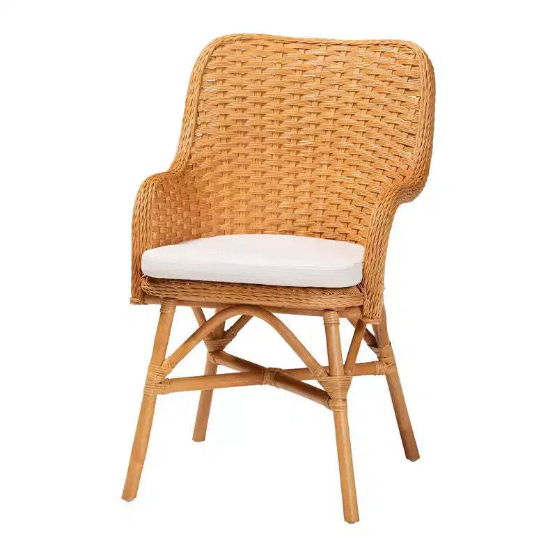 bali & pari Celsie Rattan Dining Chair Light Honey/White