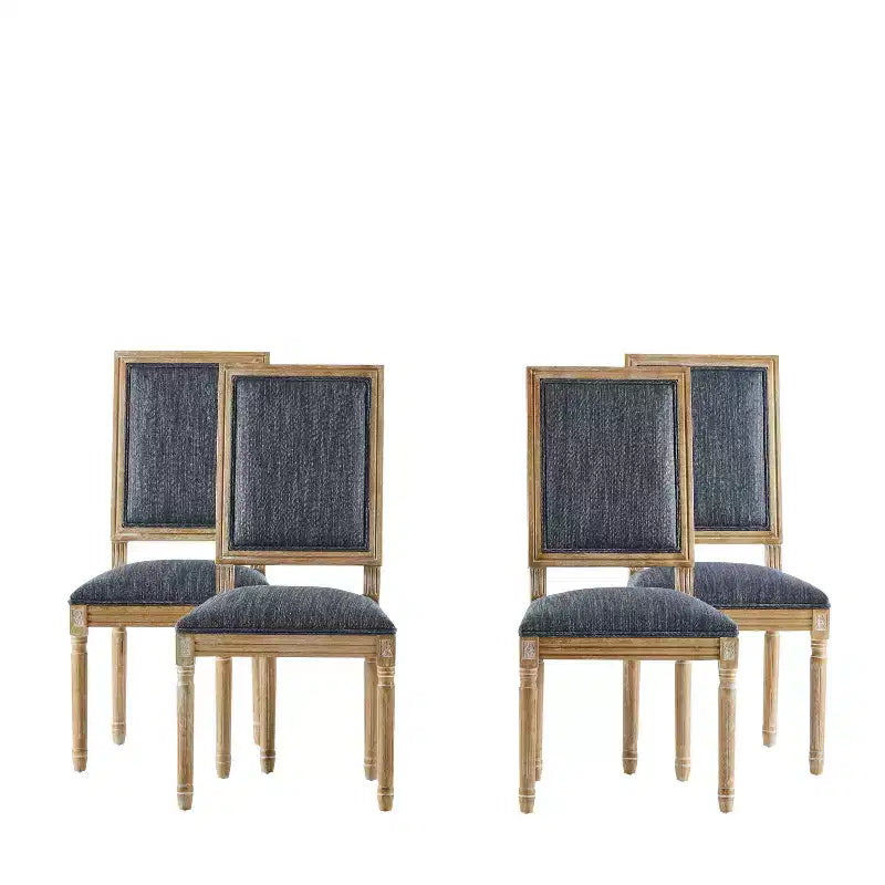 Christopher Knight Home Set of 4 Rylee French Country Rubberwood Upholstered Dining Chairs Blue Gray