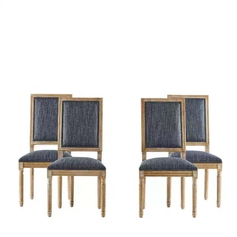 Christopher Knight Home Set of 4 Rylee French Country Rubberwood Upholstered Dining Chairs Blue Gray