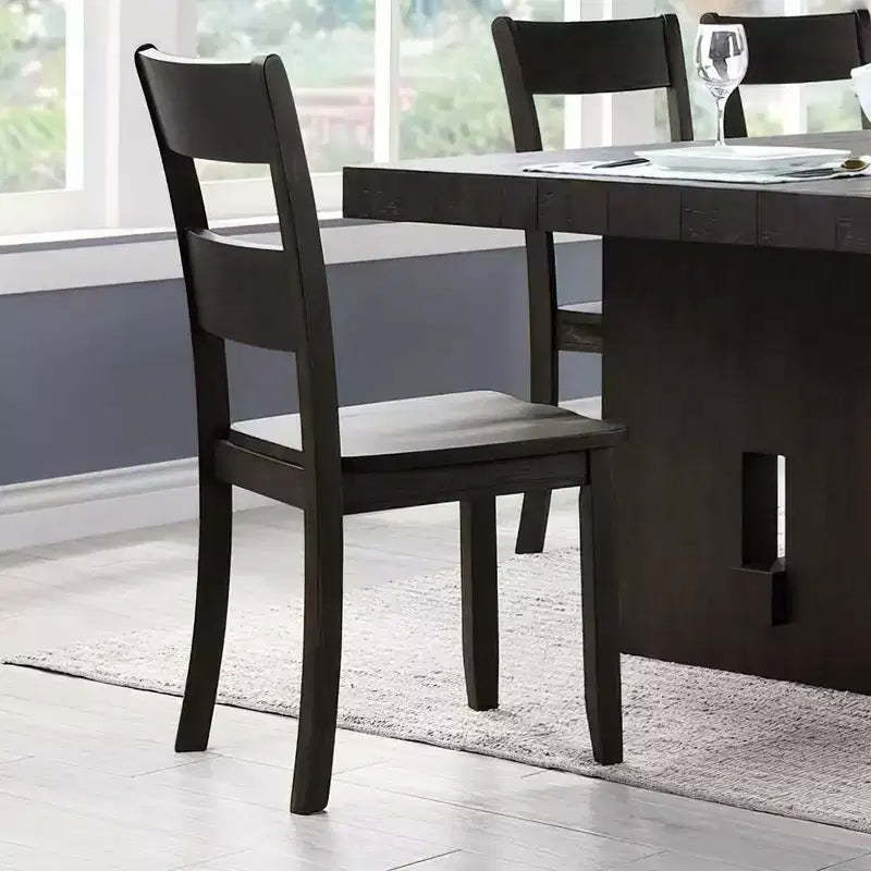 Set of 2 18" Haddie Dining Chairs Distressed Walnut - Acme Furniture: Transitional Ladder Back, Wood Frame