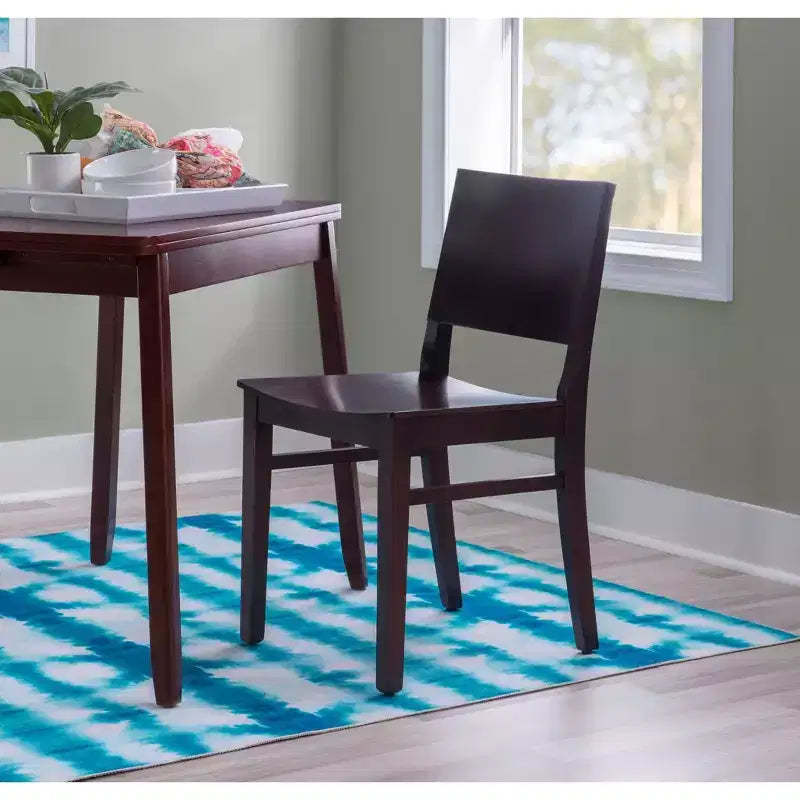 Set of 2 Devin Modern Panel Back Side Chairs Brown - Linon: Beechwood Frame, Mid-Century Style, No Assembly Required