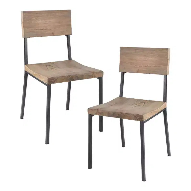 Set of 2 Tacoma Dining Chairs Barn Gray/Black: Ink+Ivy Metal & Wood Frame, 300 lbs Capacity, Spot Clean