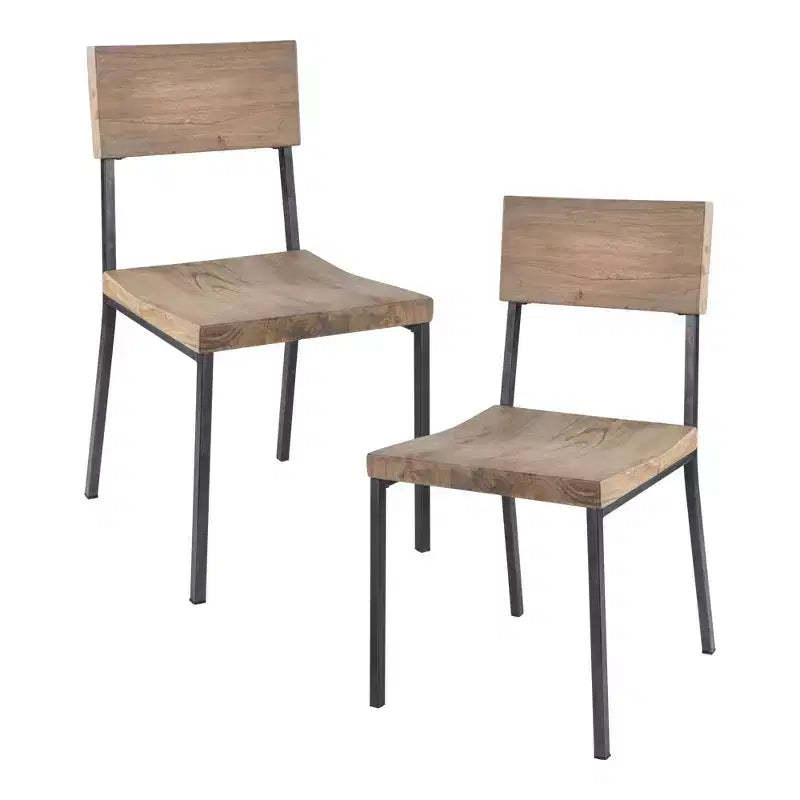 Set of 2 Tacoma Dining Chairs Barn Gray/Black: Ink+Ivy Metal & Wood Frame, 300 lbs Capacity, Spot Clean
