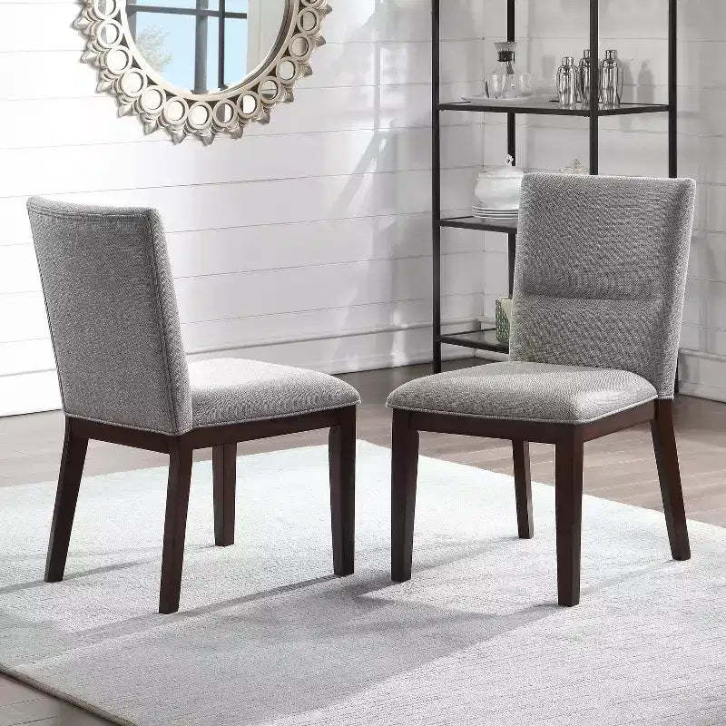 Set of 2 18" Amalie Side Chairs Beige - Steve Silver Co.: Mid Century Modern, Walnut Finish, Polyester Upholstery